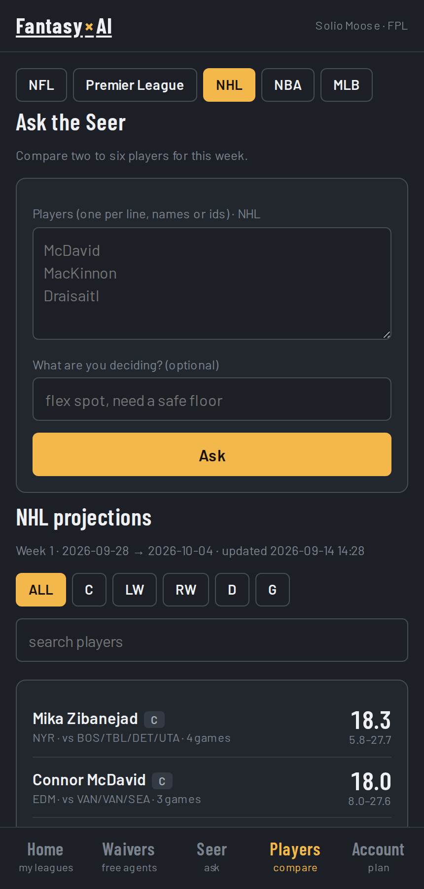 Projections browser