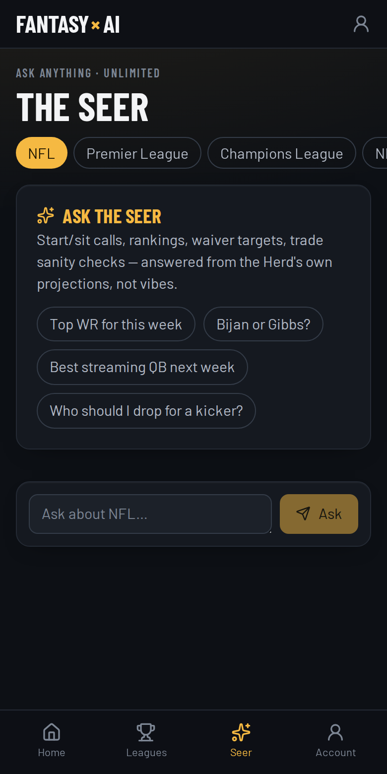 The Seer answering a start/sit question